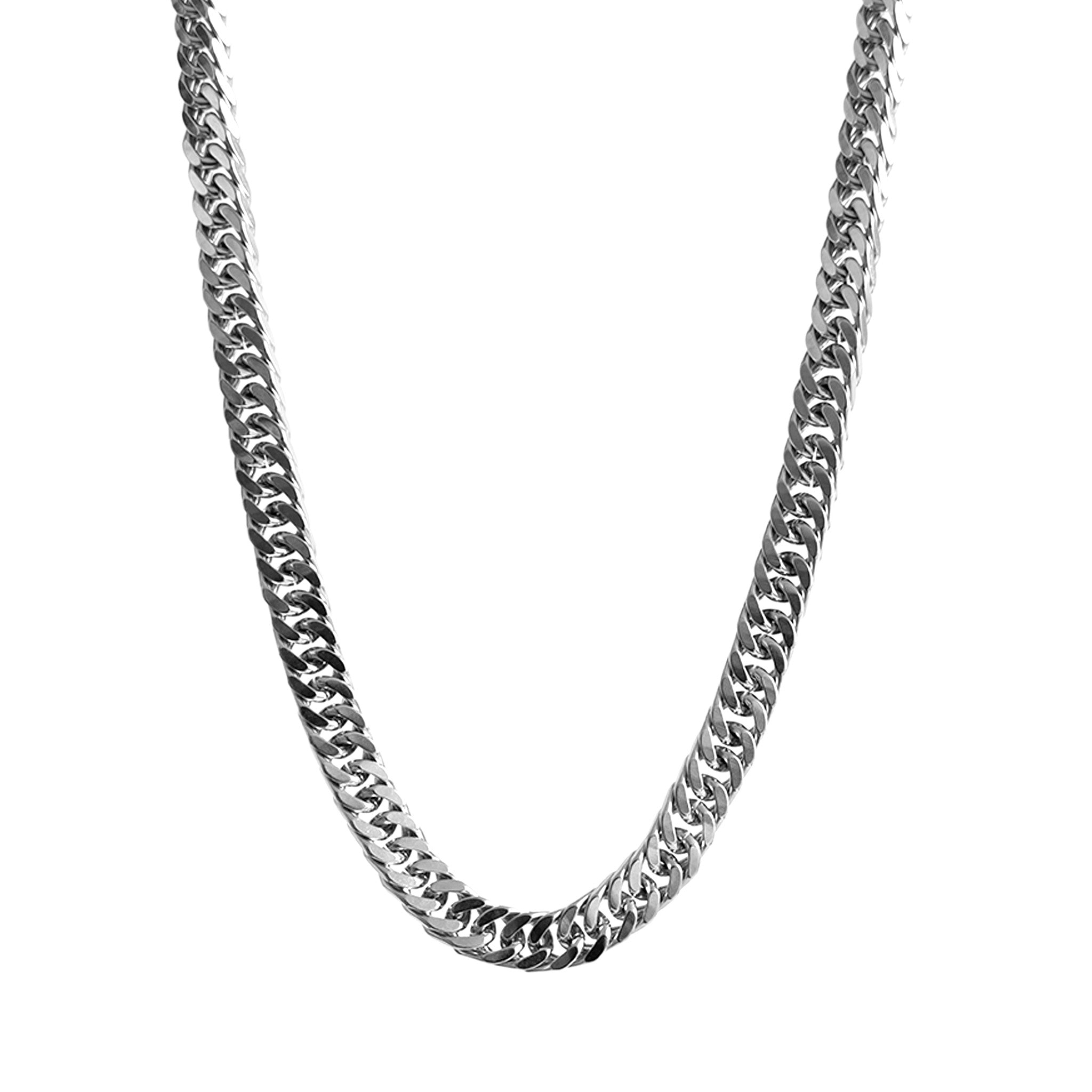 Cadena Cubana Plateada 12 mm