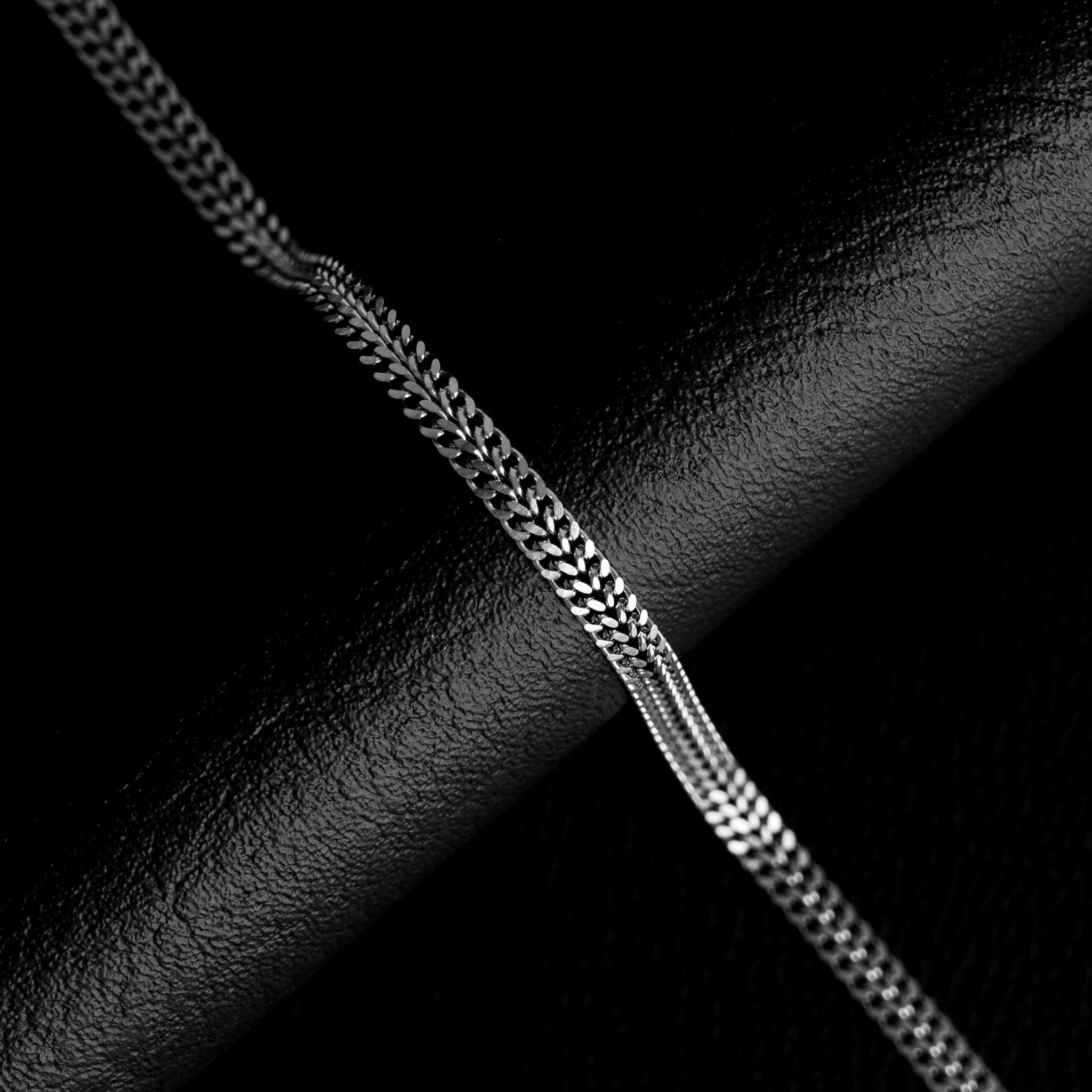 Cadena doble cubana plateada